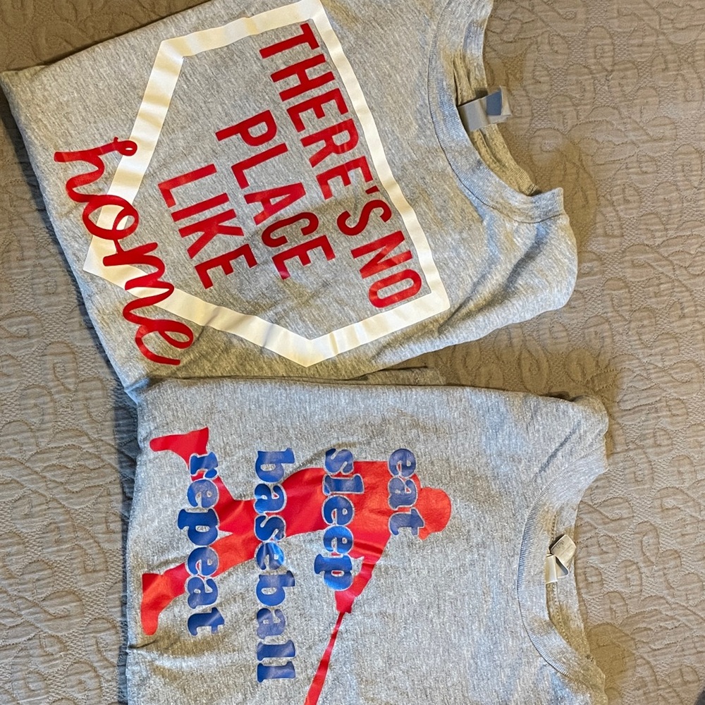 Gray Kids Baseball Themed T-Shirts